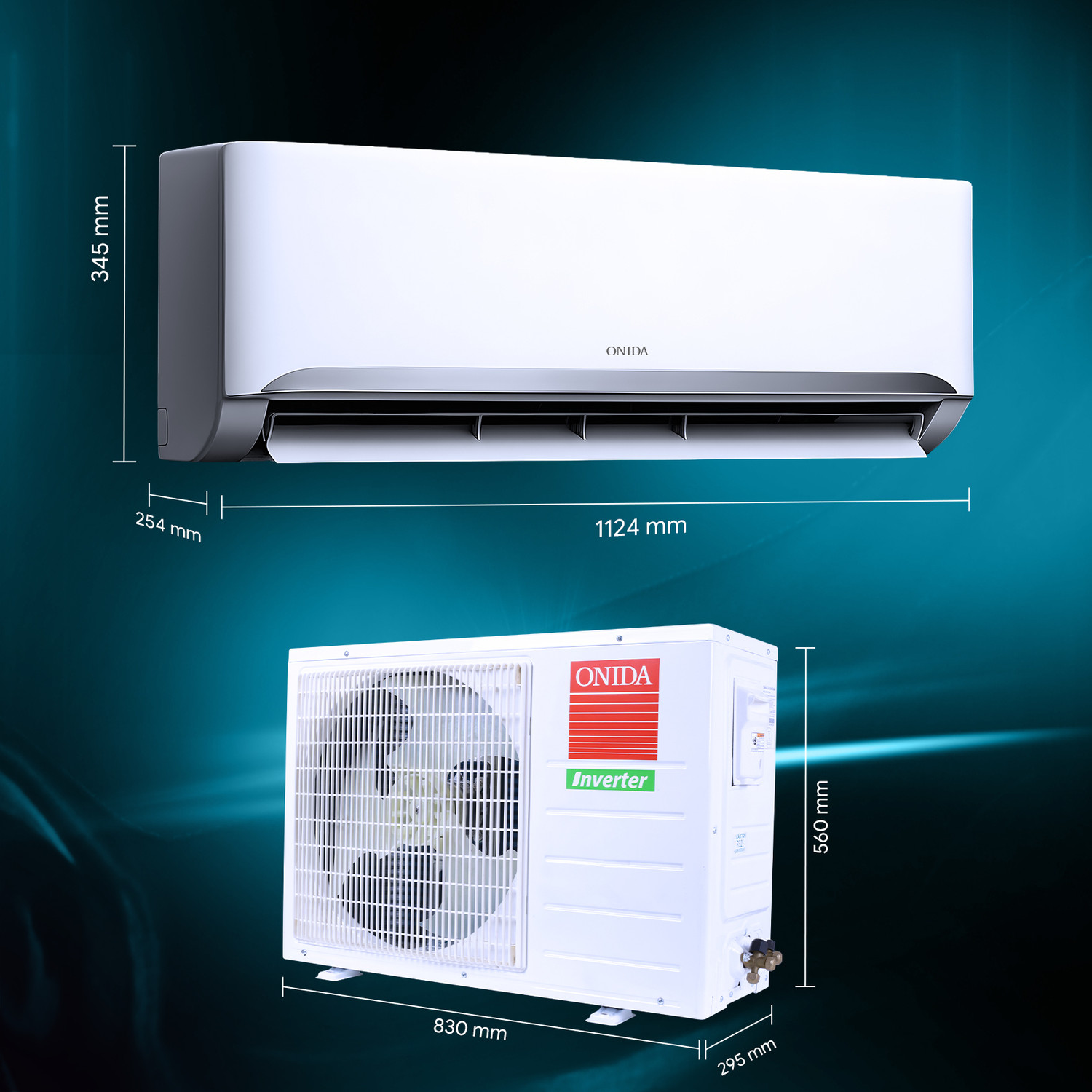 Image of ONIDA 2026 Model 2 Ton 3 Star Split Inverter 9-in-1 Convertible, Stabilizer Free Operation, Deep frost Clean, Silent Cool, Gold Fin Coating 4 Way Swing AC AC