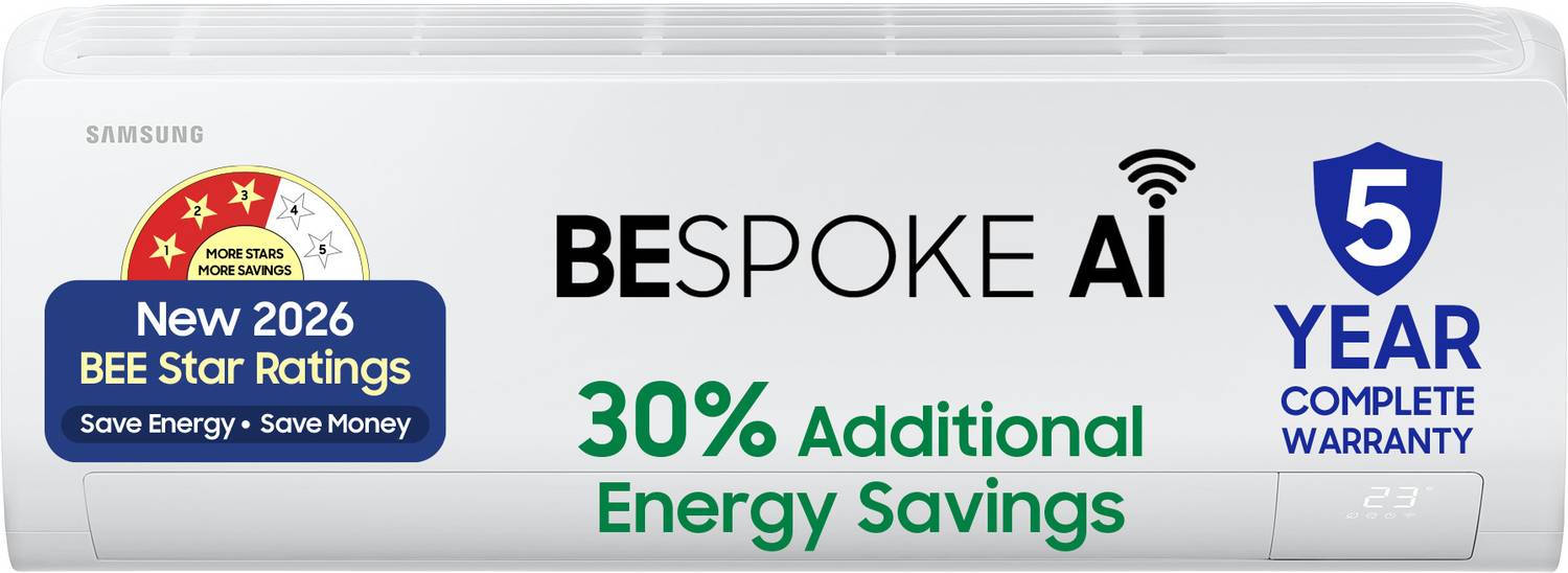 Samsung Bespoke AI 2026 Model 1 Ton 3 Star Split Inverter with Wi-fi Energy Saving, Voice Control, Powerful Cooling, Copper, 4 Way swing, 5 Step Convertible AC