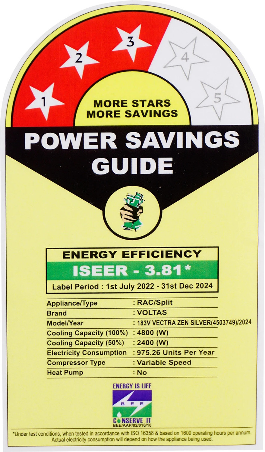 Image of Voltas 2026 Model 1.5 Ton 3 Star Split Inverter AC