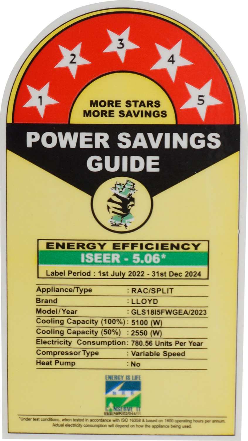 Image of Lloyd 2023 Model 1.5 Ton 5 Star Split Fixed Speed AC