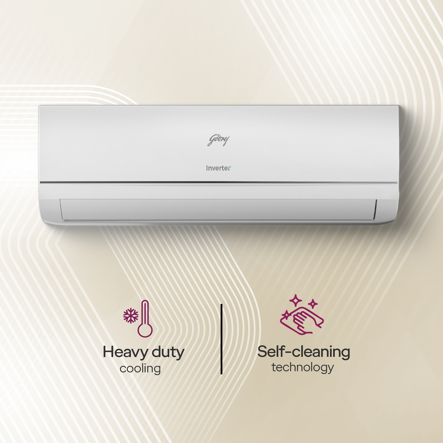 Image of Godrej 2026 Model 1 Ton 3 Star Split Inverter with 5-in-1 convertible | AI Powered| Heavy Duty Cooling at 52 degree celsius|i-Sense technology AC