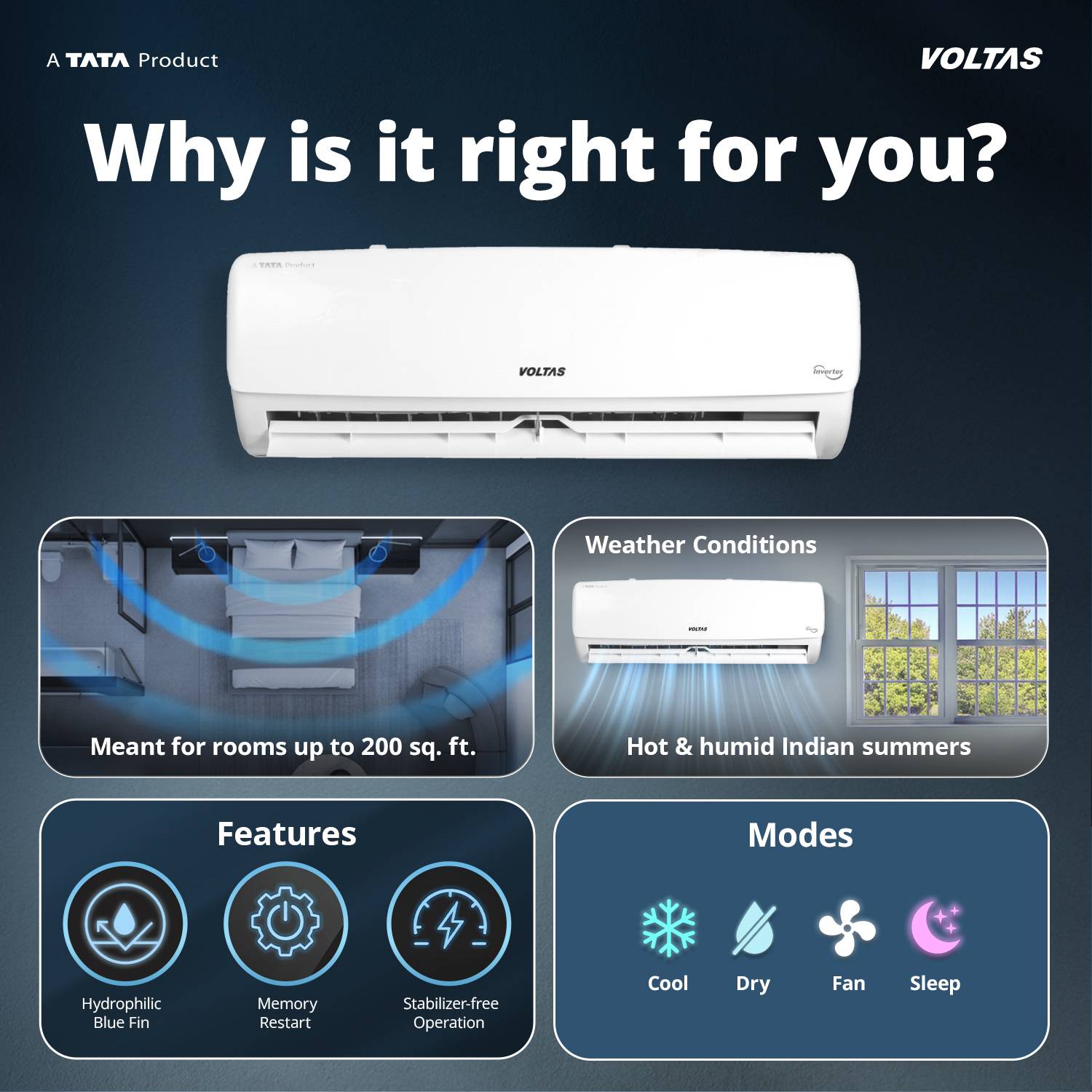 Voltas 2026 2 Ton 3 Star Split Inverter AC - Image 3