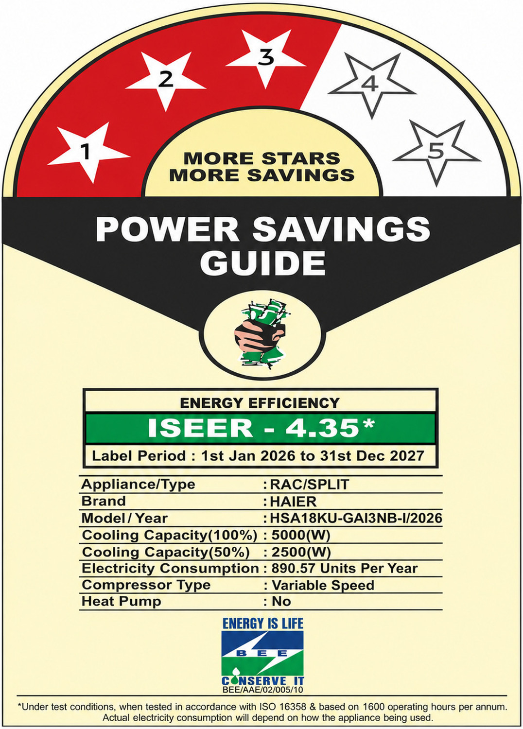 Image of Haier 2026 Model 1.5 Ton 3 Star Split HEXA Inverter with Wi-fi AC