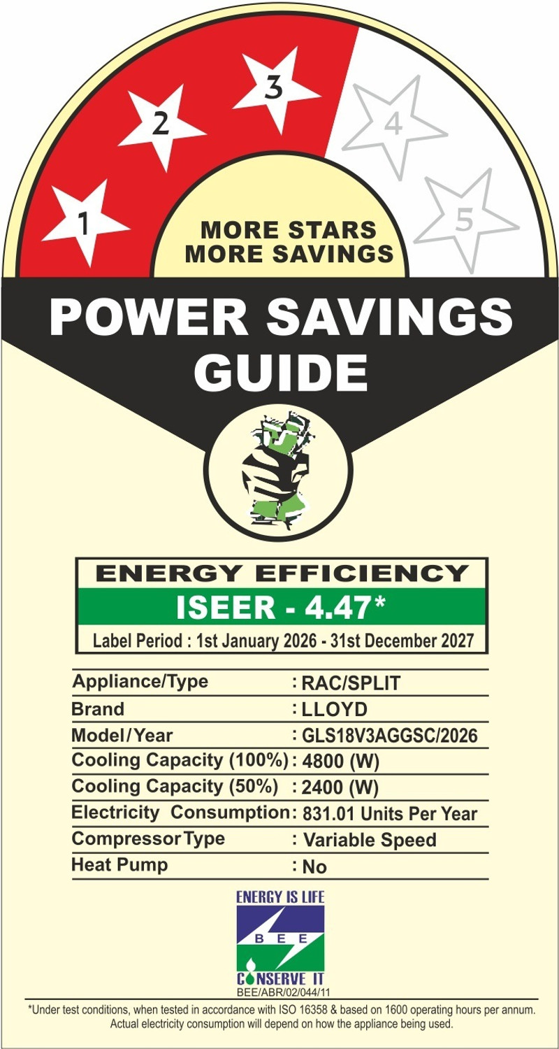 Image of Lloyd 2026 Model 1.5 Ton 3 Star Split Inverter with Wi-fi AC