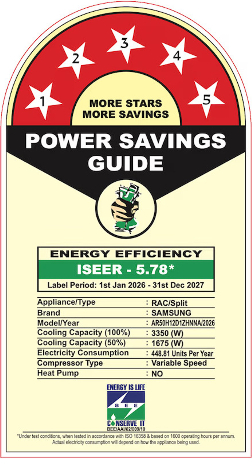 Image of Samsung 2026 Model 1 Ton 5 Star Split Inverter with Wi-fi AC