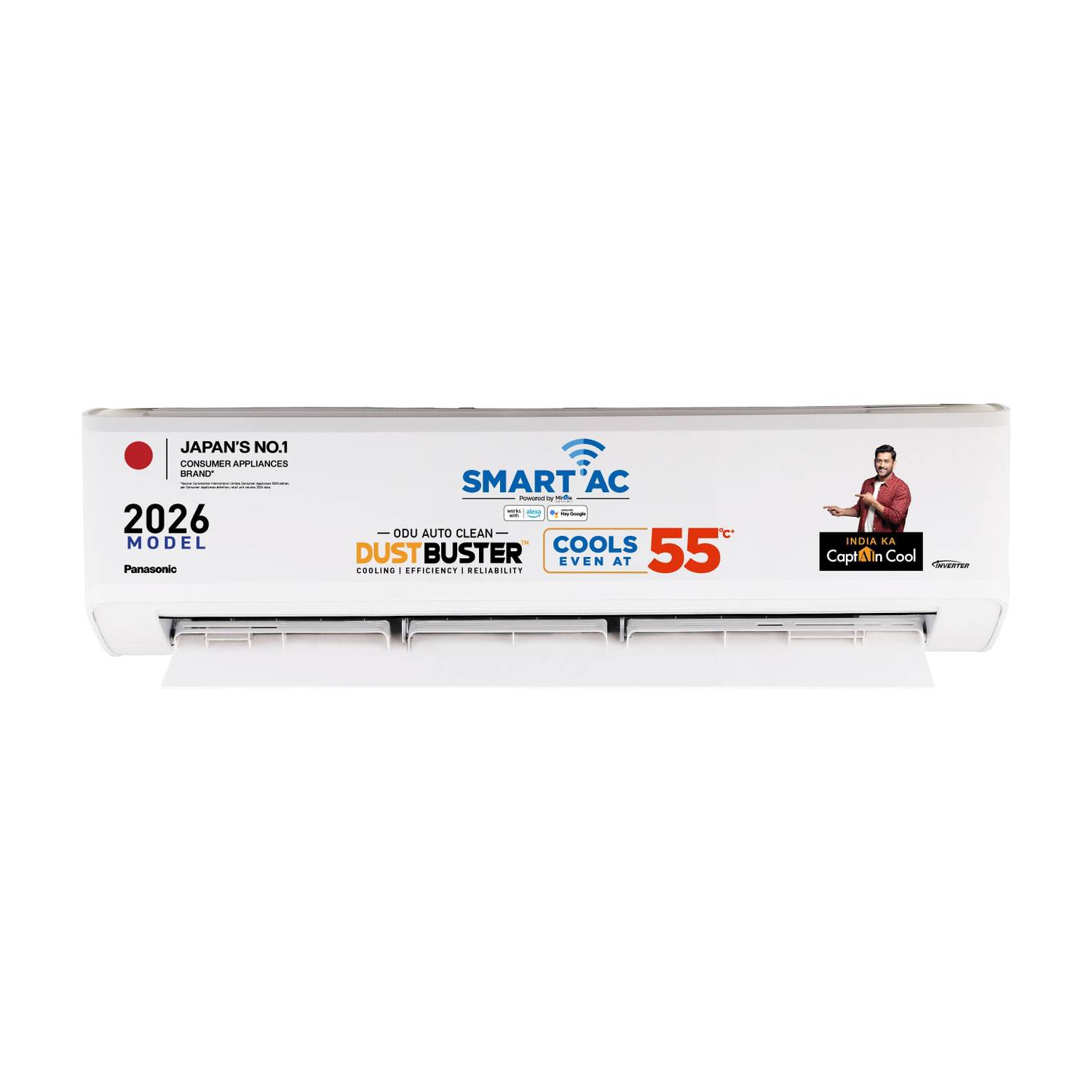 Panasonic 2026 Model 1.5 Ton 5 Star Split Inverter with Wi-fi Smart, DustBuster Tech, Matter Enabled, AI, Higher Airflow, 4-Way Swing, Cools at 55 Deg. C, Copper Condenser, 8in1 Convertible, PM0.1 Filter AC (CS-NU18BKY5WX/CU-NU18BKY5WX, White)
