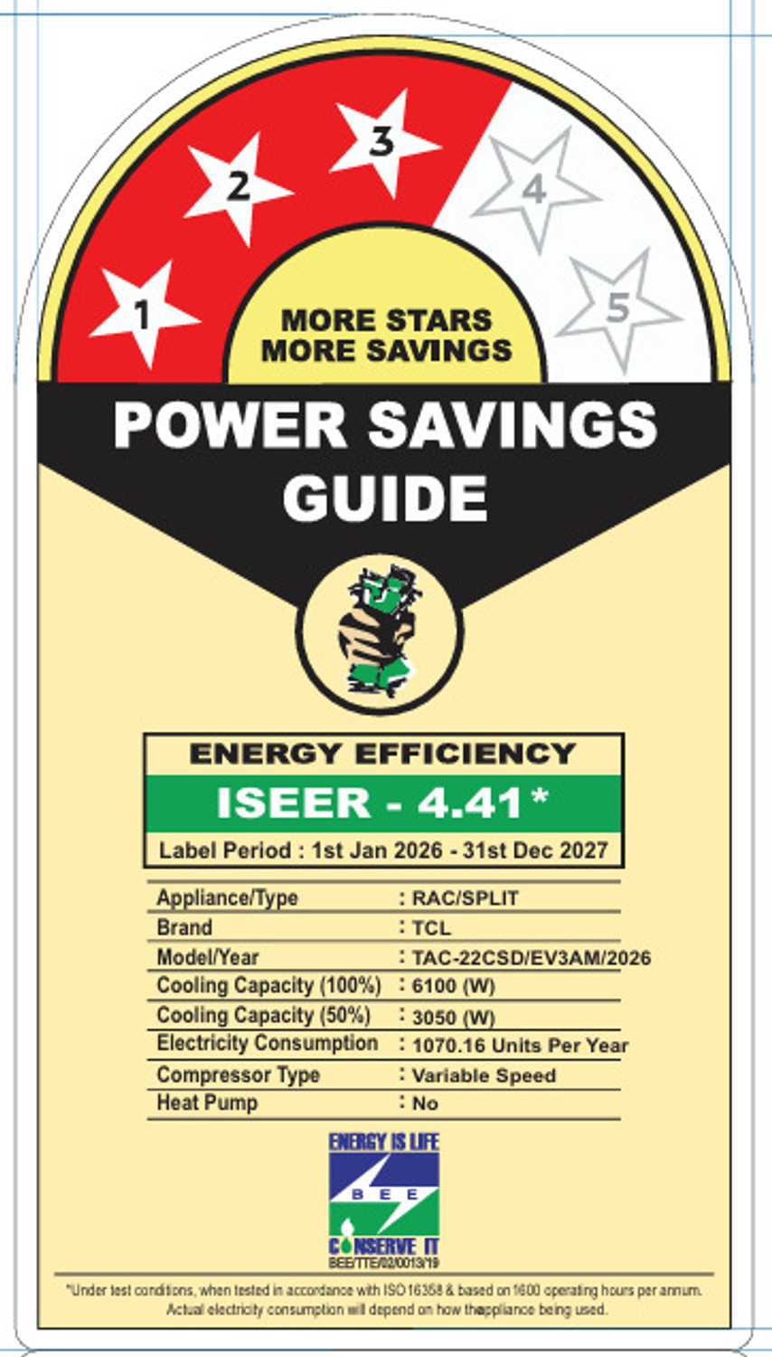 Image of TCL 2026 Model 2 Ton 3 Star Split Inverter 7 Step Convertible with Powerful and Fast cooling, 4 Ways Swing, Blue Fin and Fungal Protection, Energy saving, Silent Operation AC