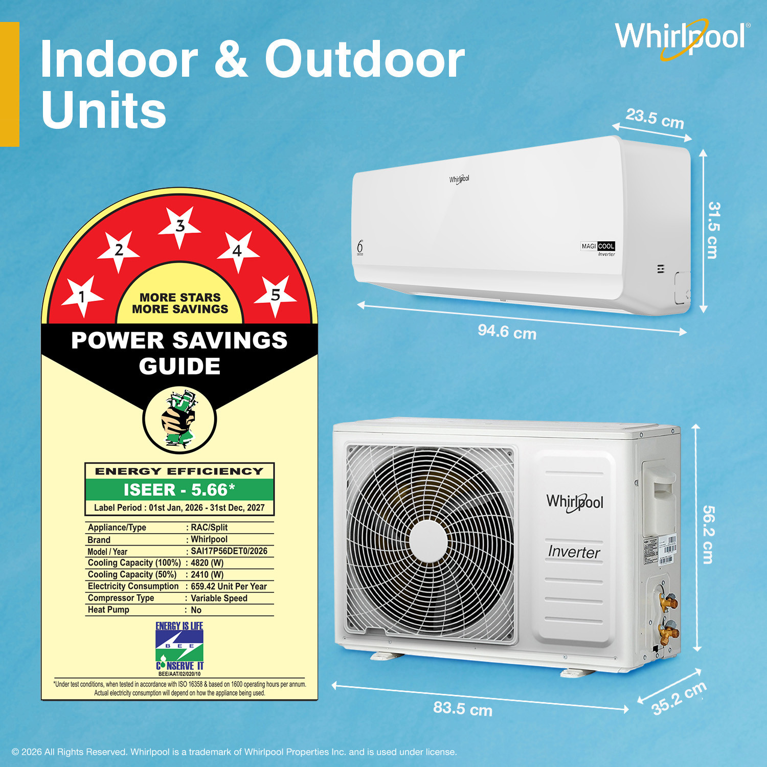 Image of Whirlpool 2026 Model 1.5 Ton 5 Star Split Inverter AC