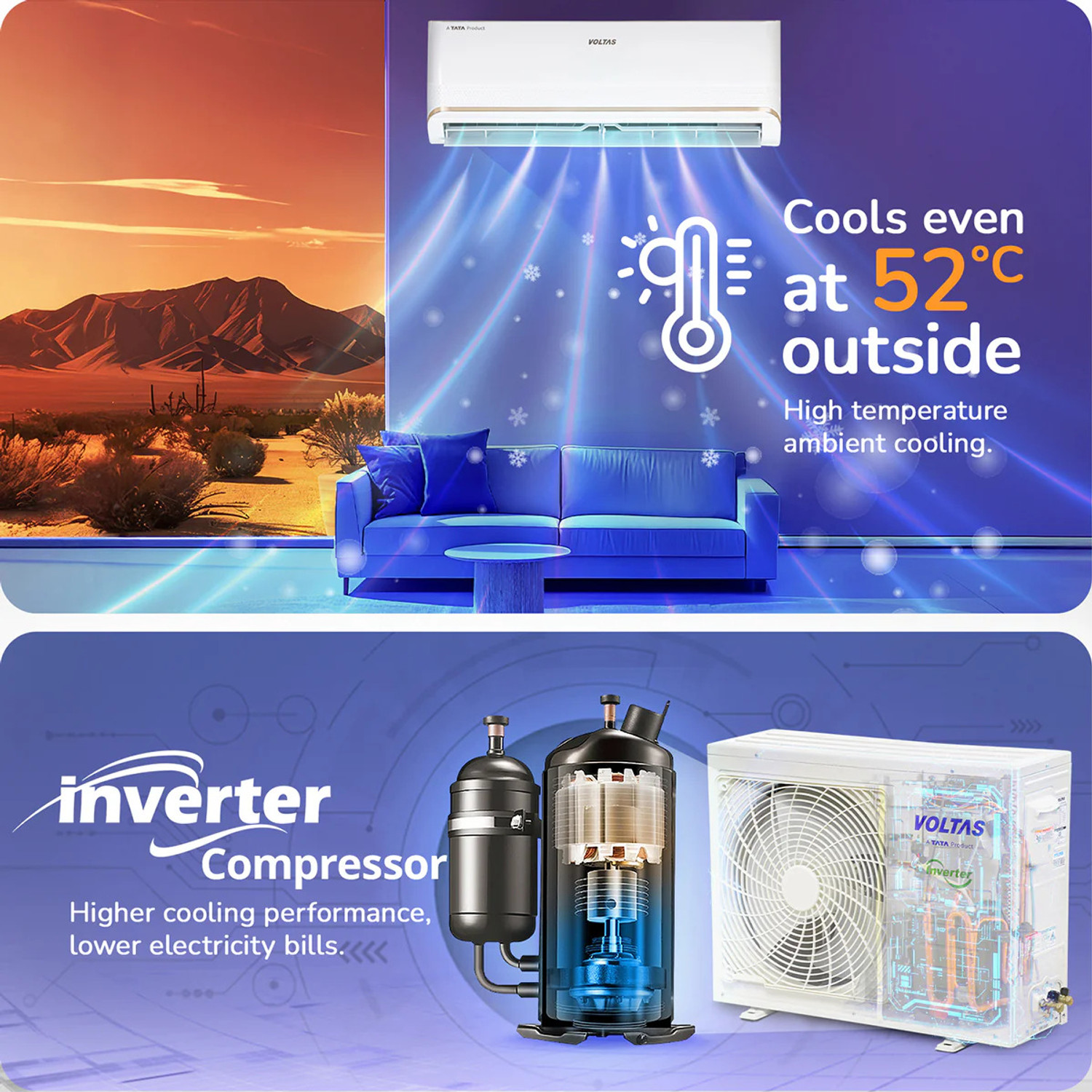 Image of Voltas 2026 Model 1.5 Ton 3 Star Split Inverter AC