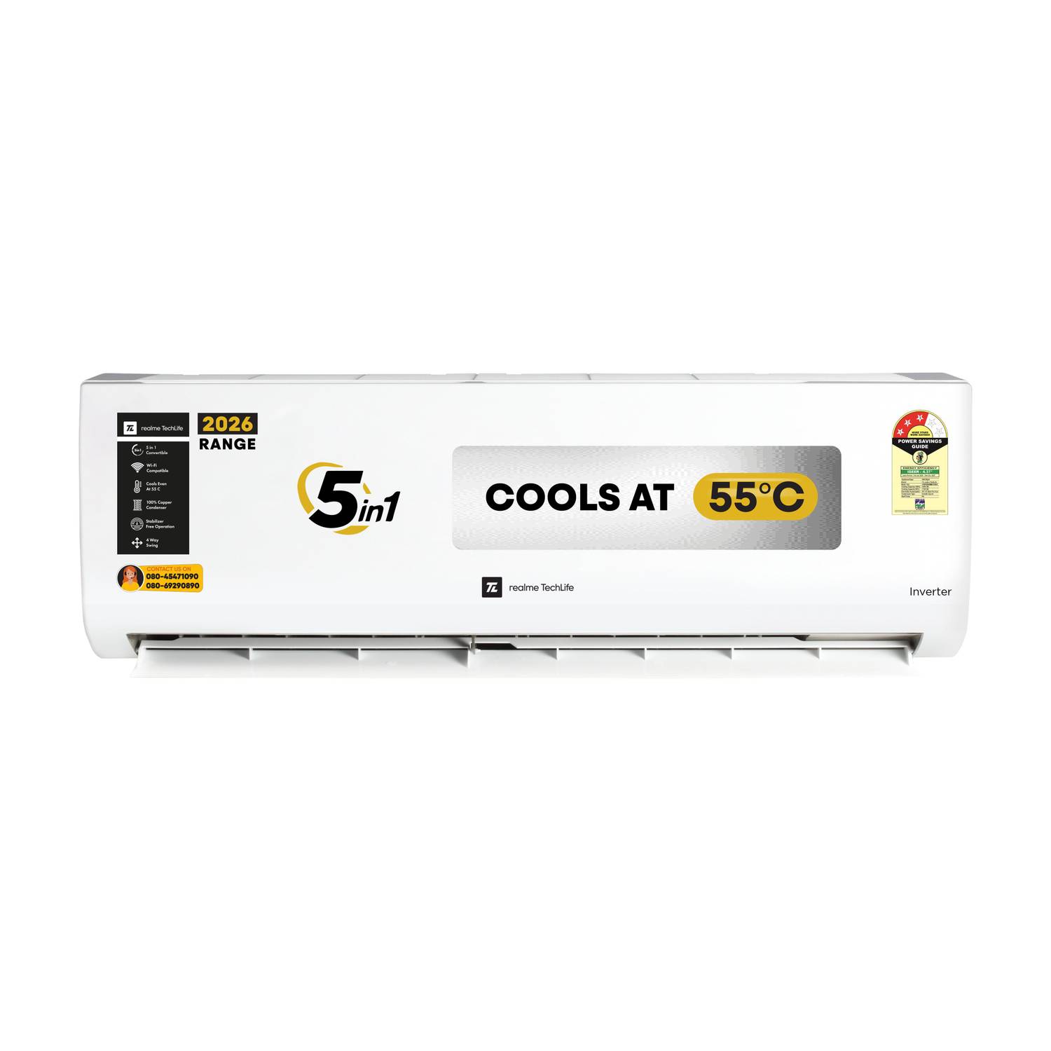 realme TechLife 2026 Model 1 Ton 3 Star Split Inverter AC