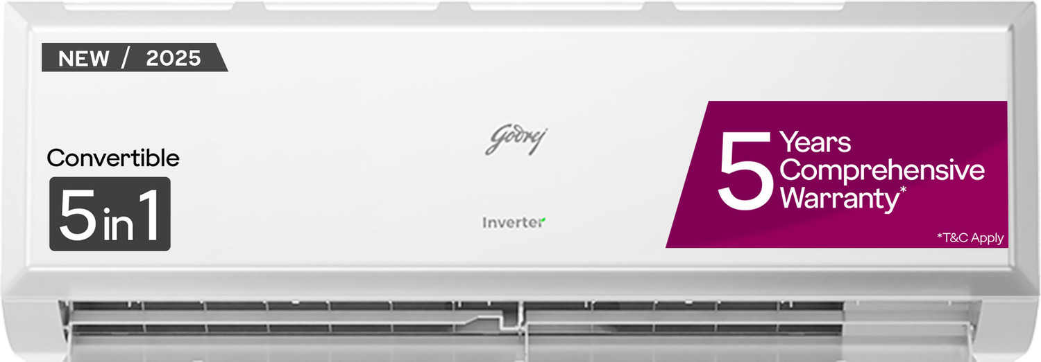 Image of Godrej 2025 Model 1 Ton 3 Star Split Inverter 5-In-1-Convertible Cooling with Heavy Duty Cooling At Extreme Temperature AC