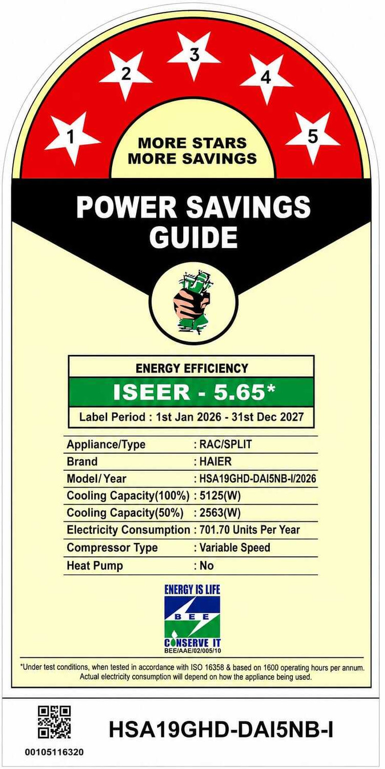 Image of Haier 2026 Model 1.6 Ton 5 Star Split HEXA Inverter with Wi-fi AC