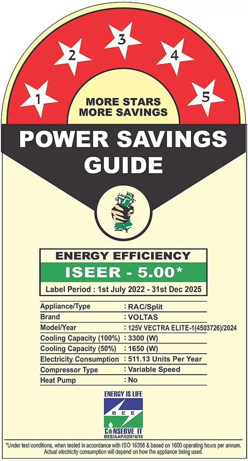 Image of Voltas 2024 Model 1 Ton 5 Star Split Inverter AC