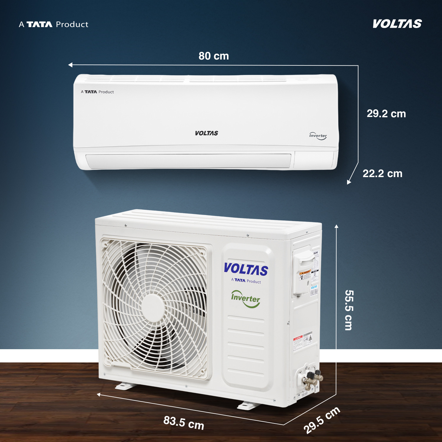 Image of Voltas 2025 Model 1 Ton 5 Star Split Inverter 4-IN-1 Adjustable Mode | Energy Efficient | High Ambient Cooling (even at 52�C) | Anti-Dust Filter with Anti-Microbial Coating | Auto Clean AC