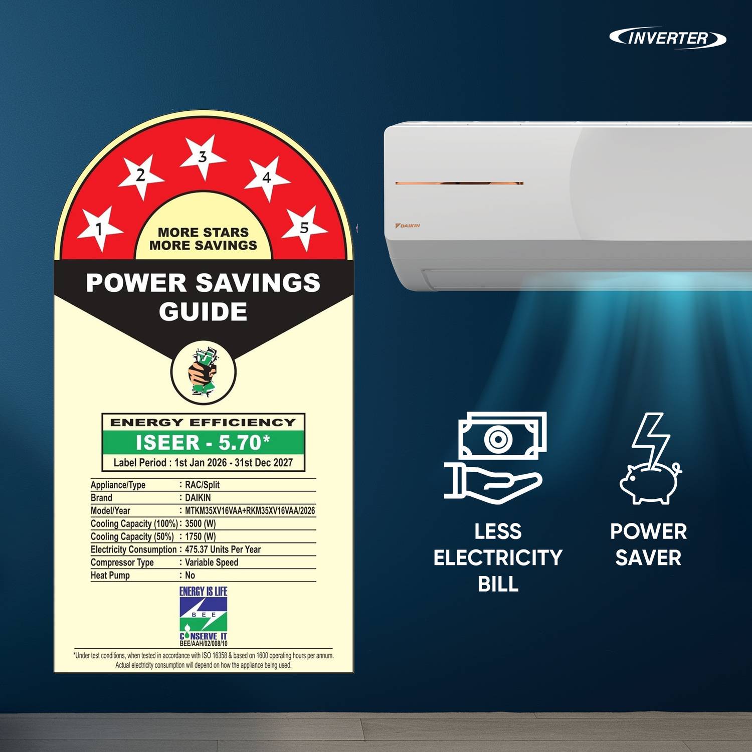 Daikin 2026 Model 1 Ton 5 Star Split Inverter AC - Image 2