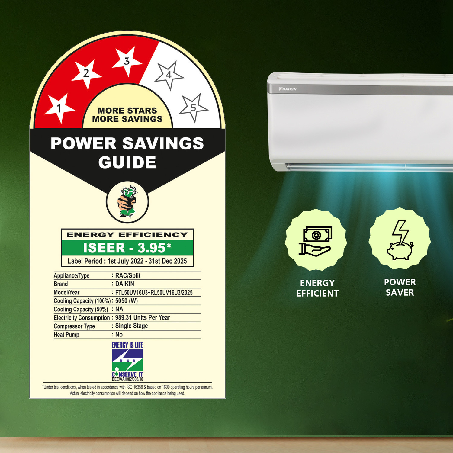 Image of Daikin 2025 Model 1.5 Ton 3 Star Split Fixed Speed Fixed Speed AC