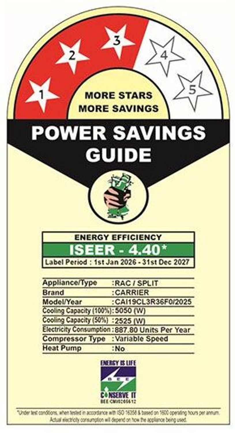 Image of CARRIER 2025 Model 1.5 Ton 3 Star Split Inverter AC