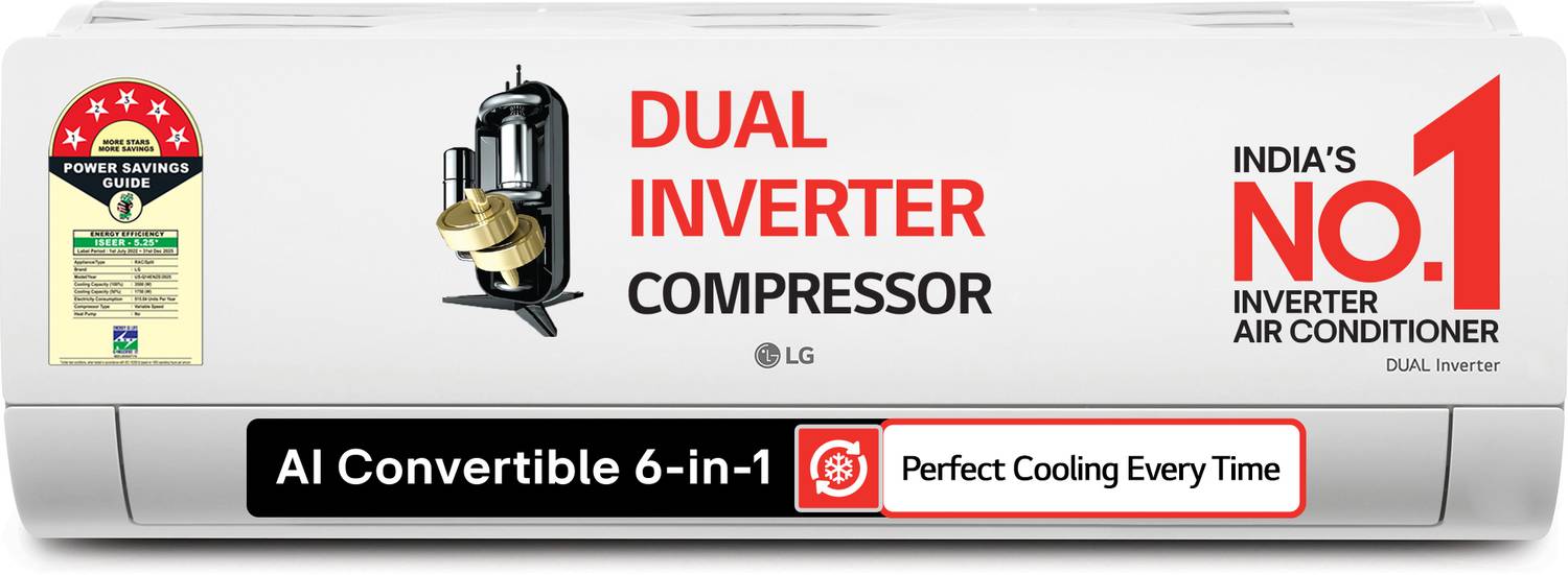LG 2025 1 Ton 5 Star AI Dual Inverter Split AC