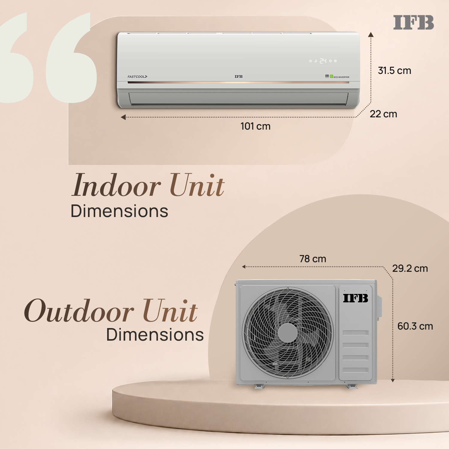 Image of IFB 2026 Model 2 Tons 3 Star Split Inverter with Hybrid Mode, 8-in-1 Flexi Mode, Heavy Duty Compressor, Long Air Throw, Self Clean, Copper Condenser AC