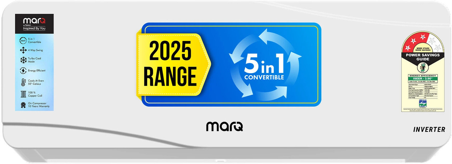 Image of MarQ by Flipkart 2025 Model 1 Ton 3 Star Split Inverter 5-in-1 Convertible with Turbo Cool Technology AC