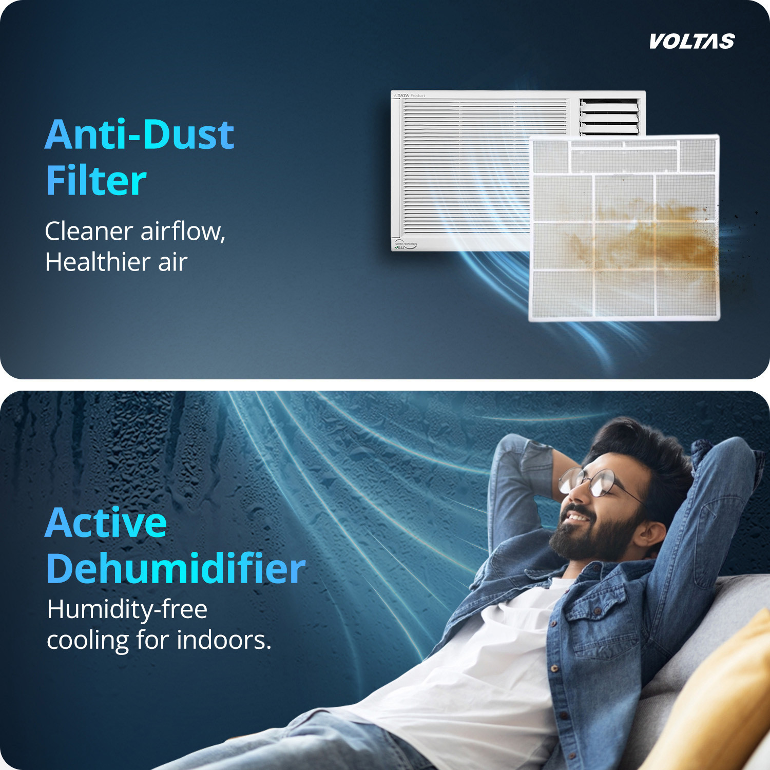 Image of Voltas 2025 Model 1 Ton 3 Star Window Fixed Speed Turbo Cooling | Energy Efficient | High ambient Cooling-cools even at 50�C | Filter Clean Indicator AC