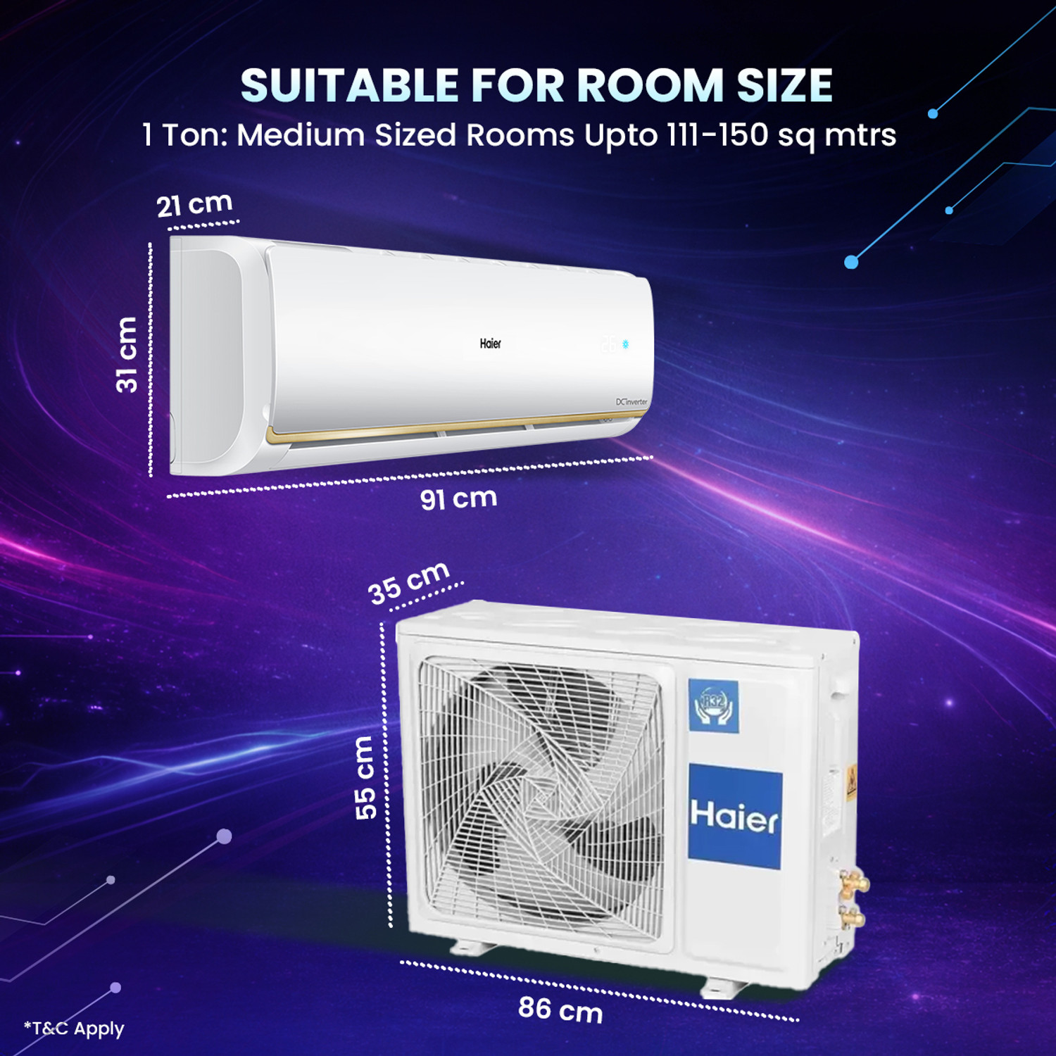 Image of Haier 2025 Model 1.5 Ton 3 Star Hot and Cold Split Triple Inverter 7-in-1 Intelli Convertible AC