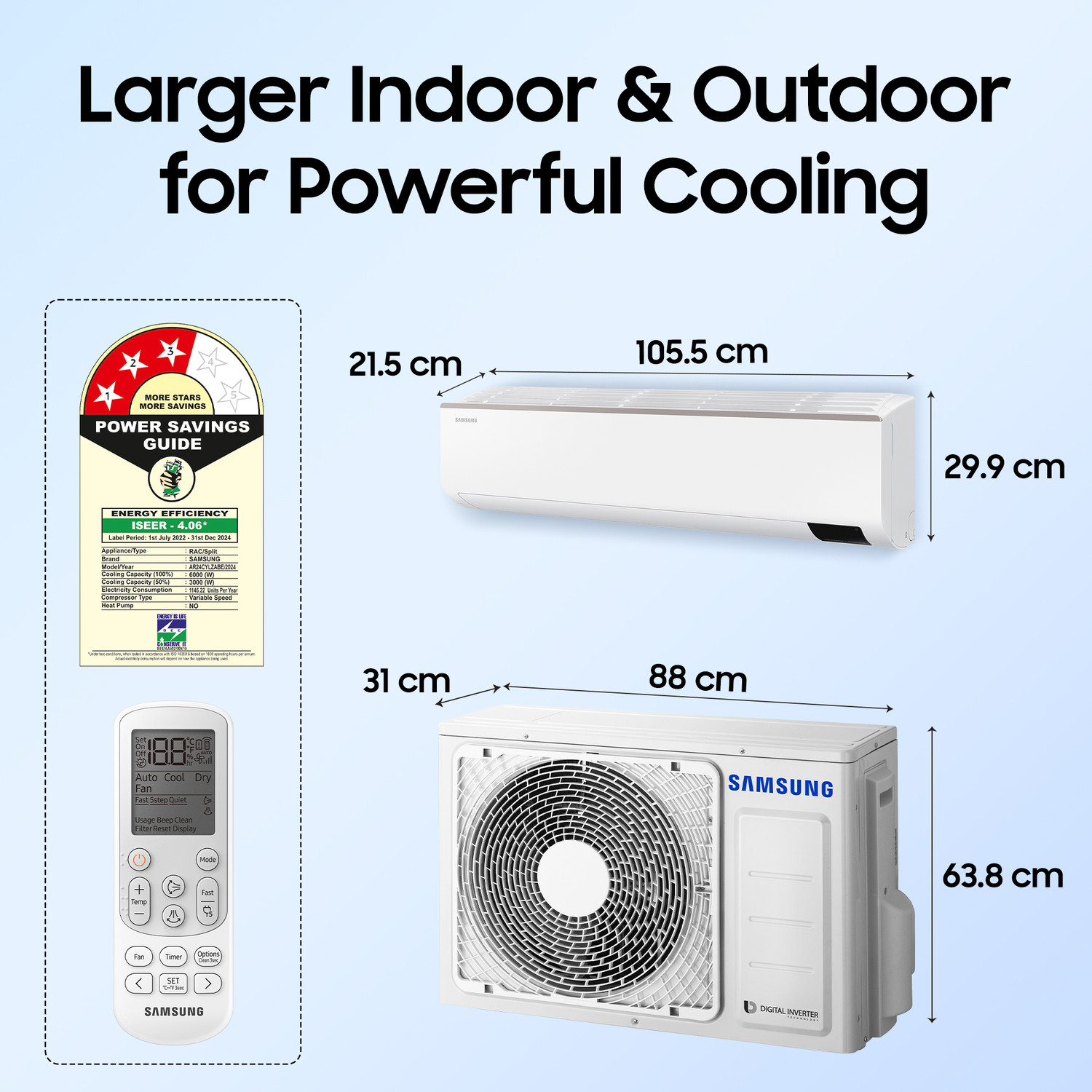 Image of Samsung 2023 Model 2 Ton 3 Star Split Inverter with Wi-fi AC