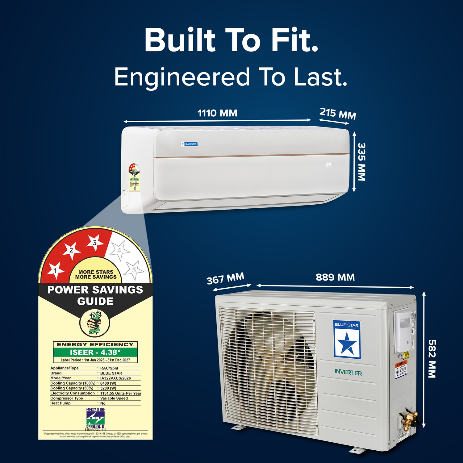 Image of Blue Star 2026 Model 2 Ton 3 Star Split Inverter with Wi-fi AC