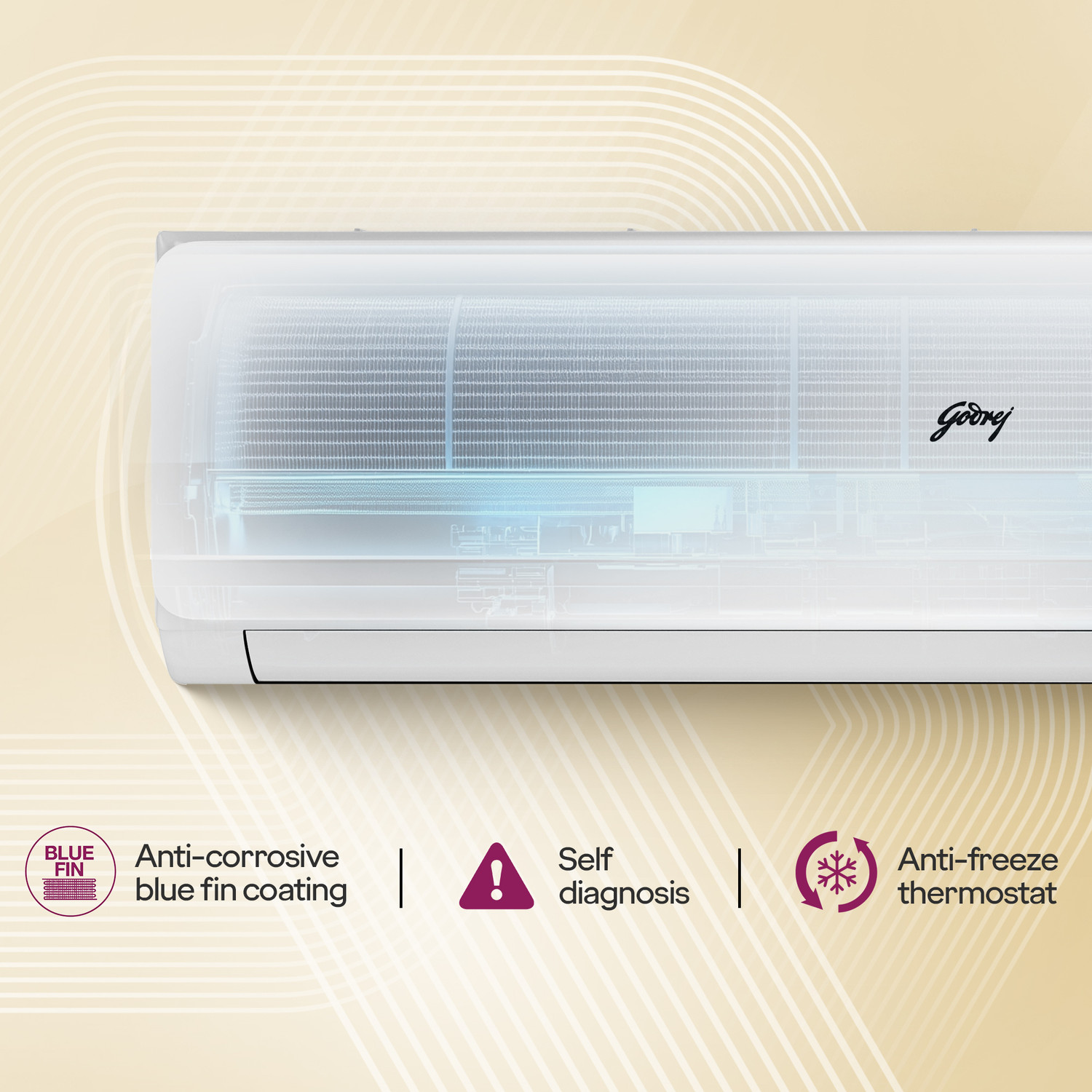 Image of Godrej 2025 Model 3 Ton 3 Star Split Inverter AI Powered, 5-In-1 Convertible, Heavy Duty Cooling At Extreme Temperature AC