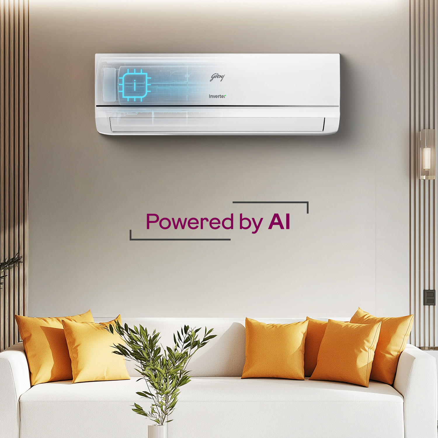 Image of Godrej 2026 Model 1 Ton 3 Star Split Inverter with 5-in-1 convertible | AI Powered| Heavy Duty Cooling at 52 degree celsius|i-Sense technology AC