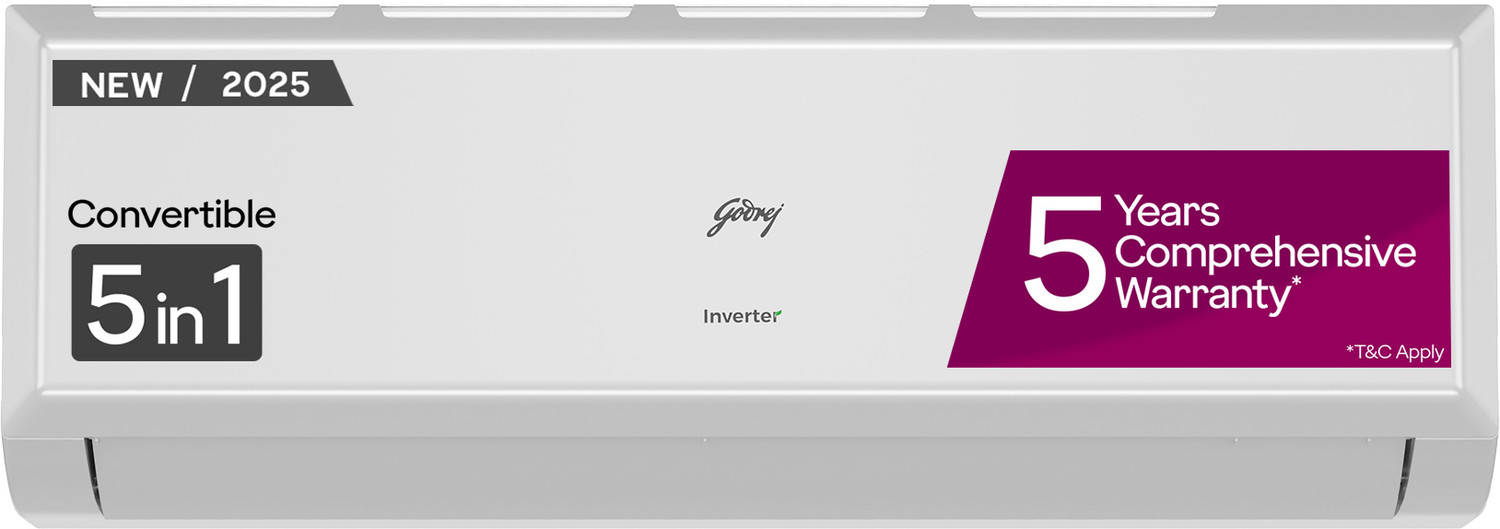 Image of Godrej 2025 Model 1.5 Ton 4 Star Split Inverter 5-In-1-Convertible Cooling, 4 Way Air Swing And Heavy Duty Cooling at Extreme Temperature AC