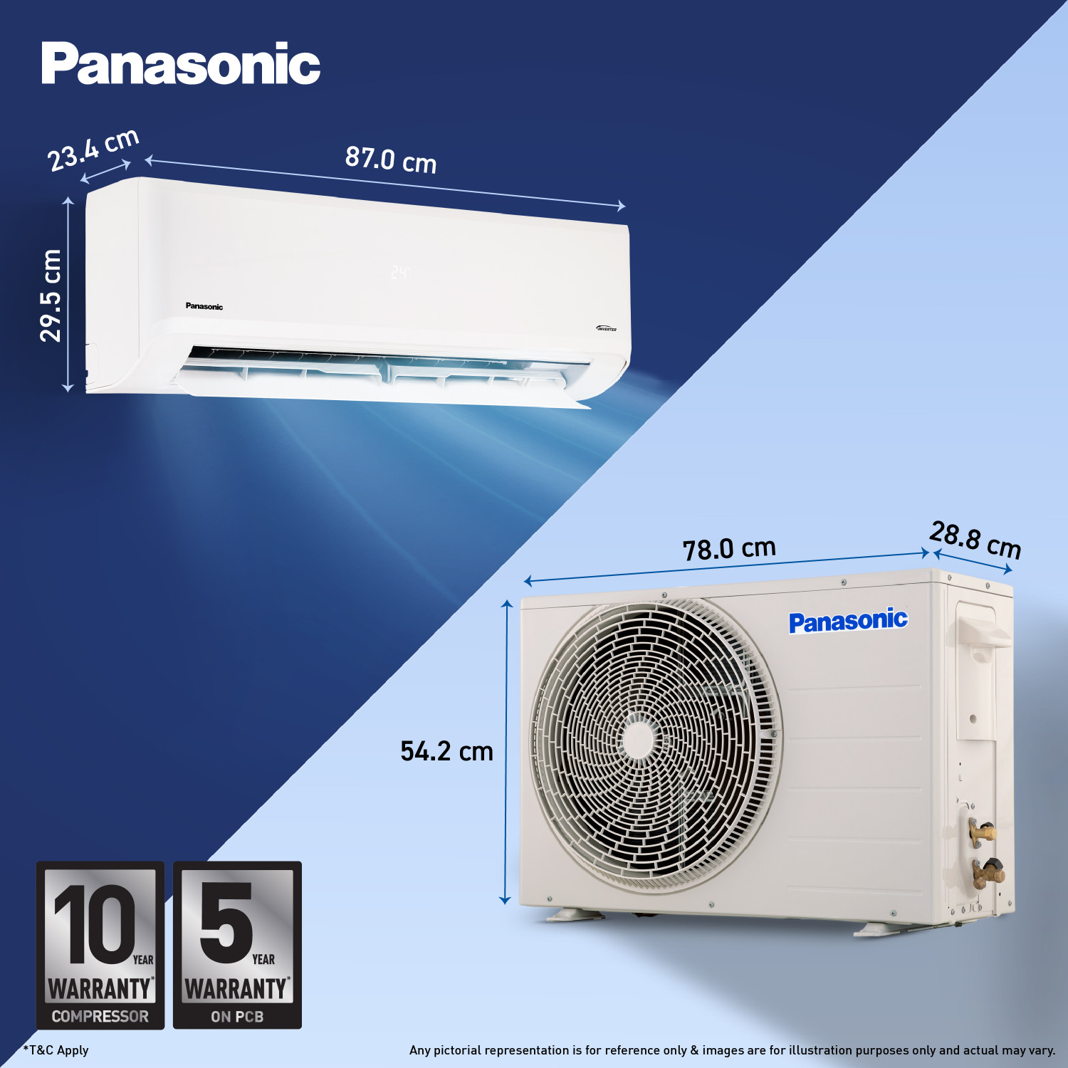 Image of Panasonic 2026 Model 1 Ton 5 Star Split Inverter with Wi-fi Smart, DustBuster Tech, Matter Enabled, AI, Higher Airflow, 4-Way Swing, Cools at 55 Deg. C, Copper Condenser, 8in1 Convertible, PM0.1 Filter AC
