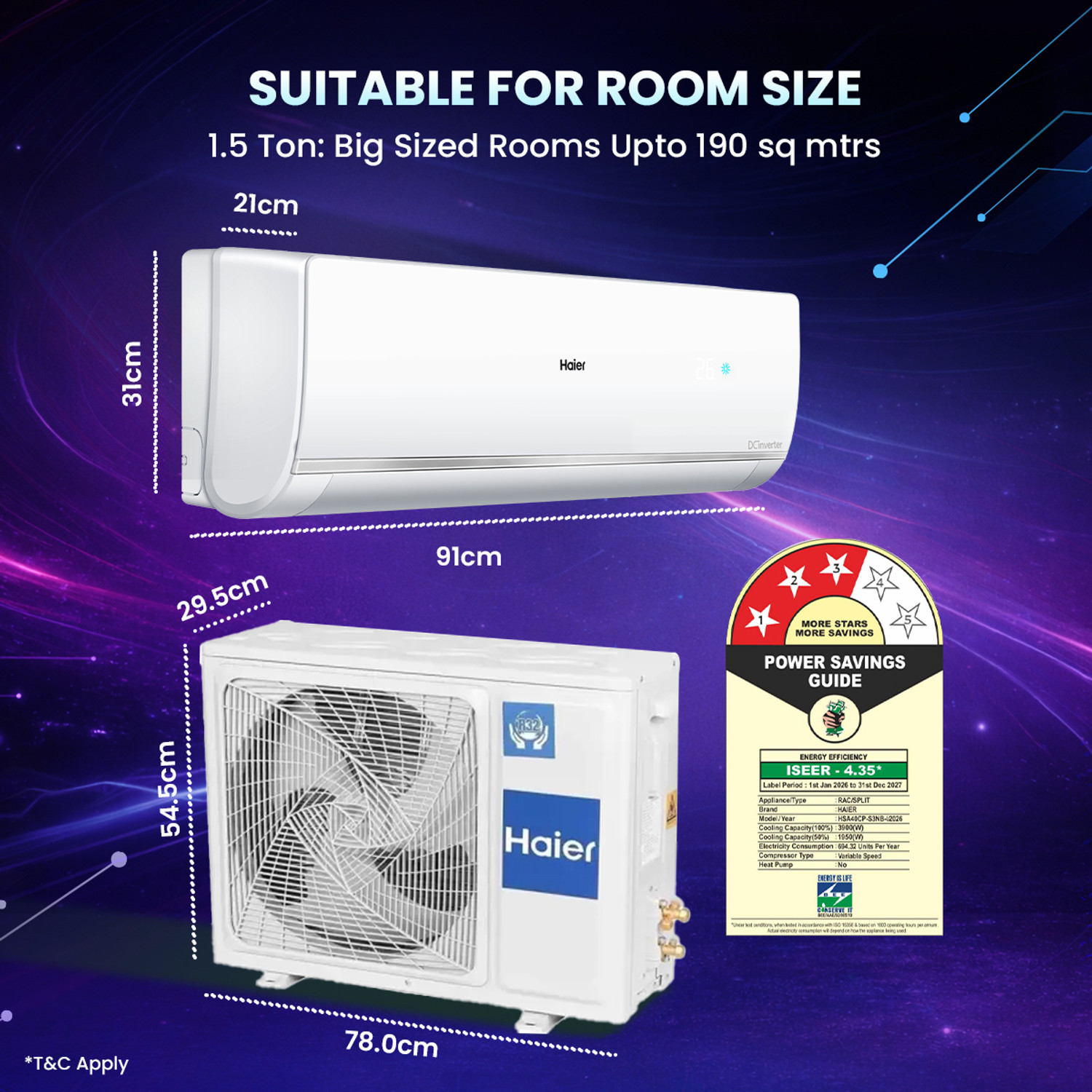 Image of Haier 2026 Model 1.2 Ton 3 Star Split Inverter AC