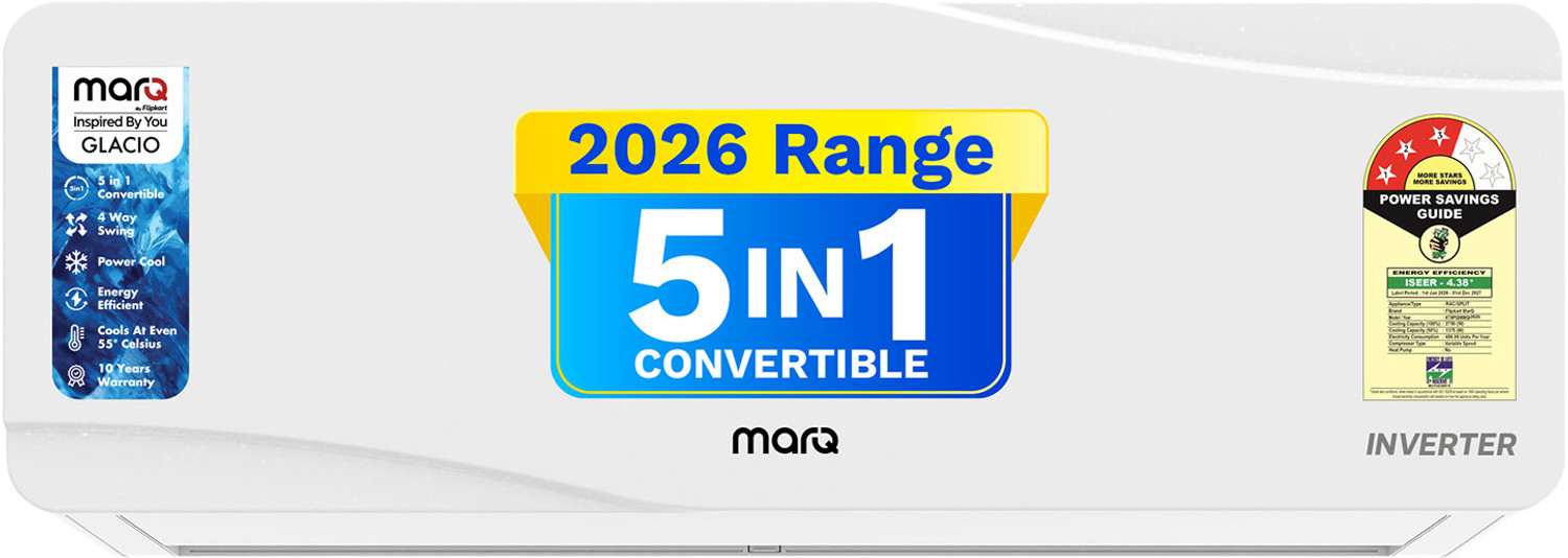 Image of MarQ by Flipkart 2026 Model 1 Ton 3 Star Split Inverter 5-in-1 Convertible with Turbo Cool Technology AC