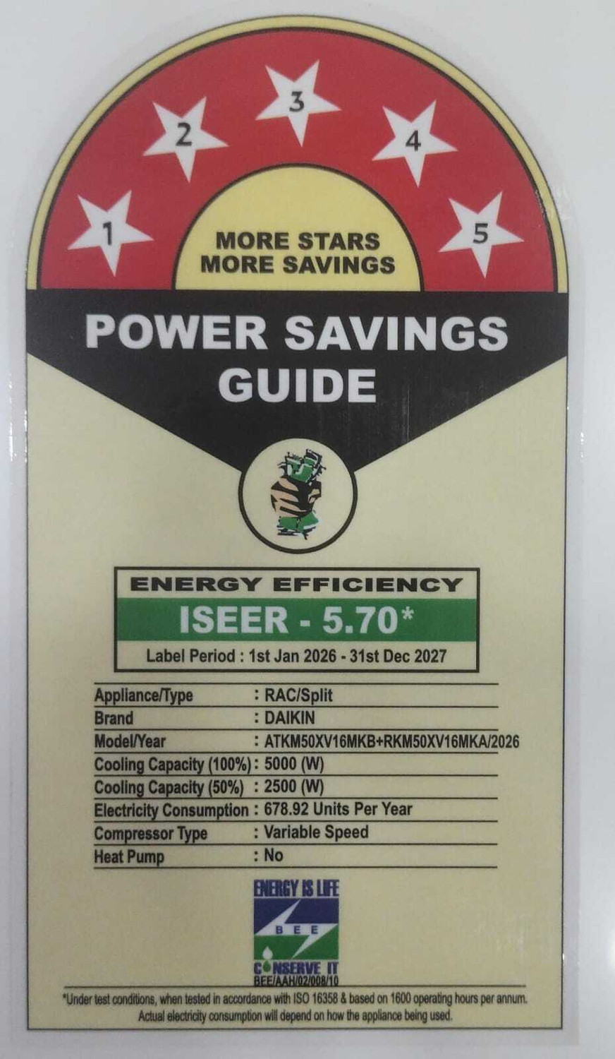 Image of Daikin 2026 Model 1.5 Ton 5 Star Split Inverter AC