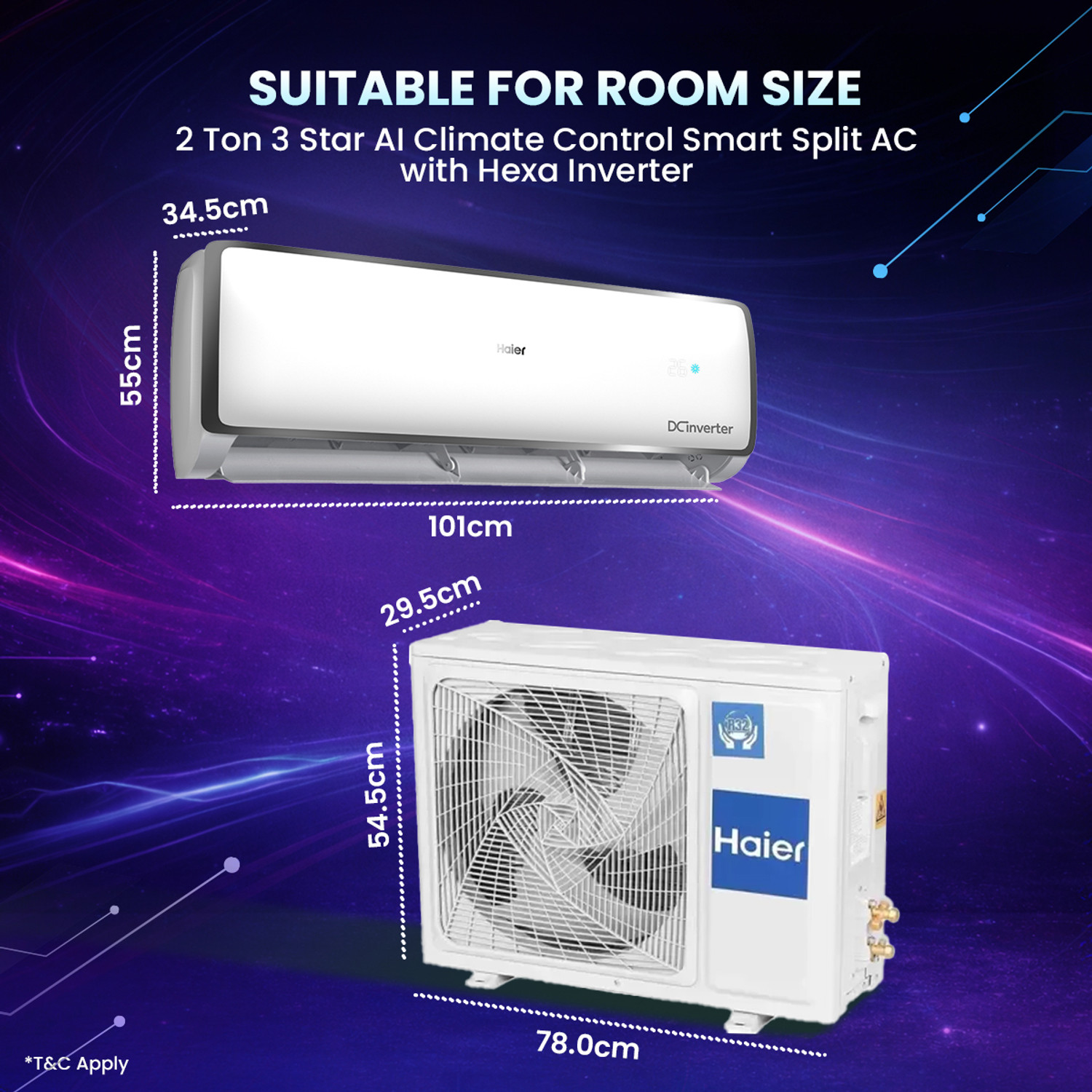 Image of Haier 2025 Model 2 Ton 3 Star Split Inverter AC