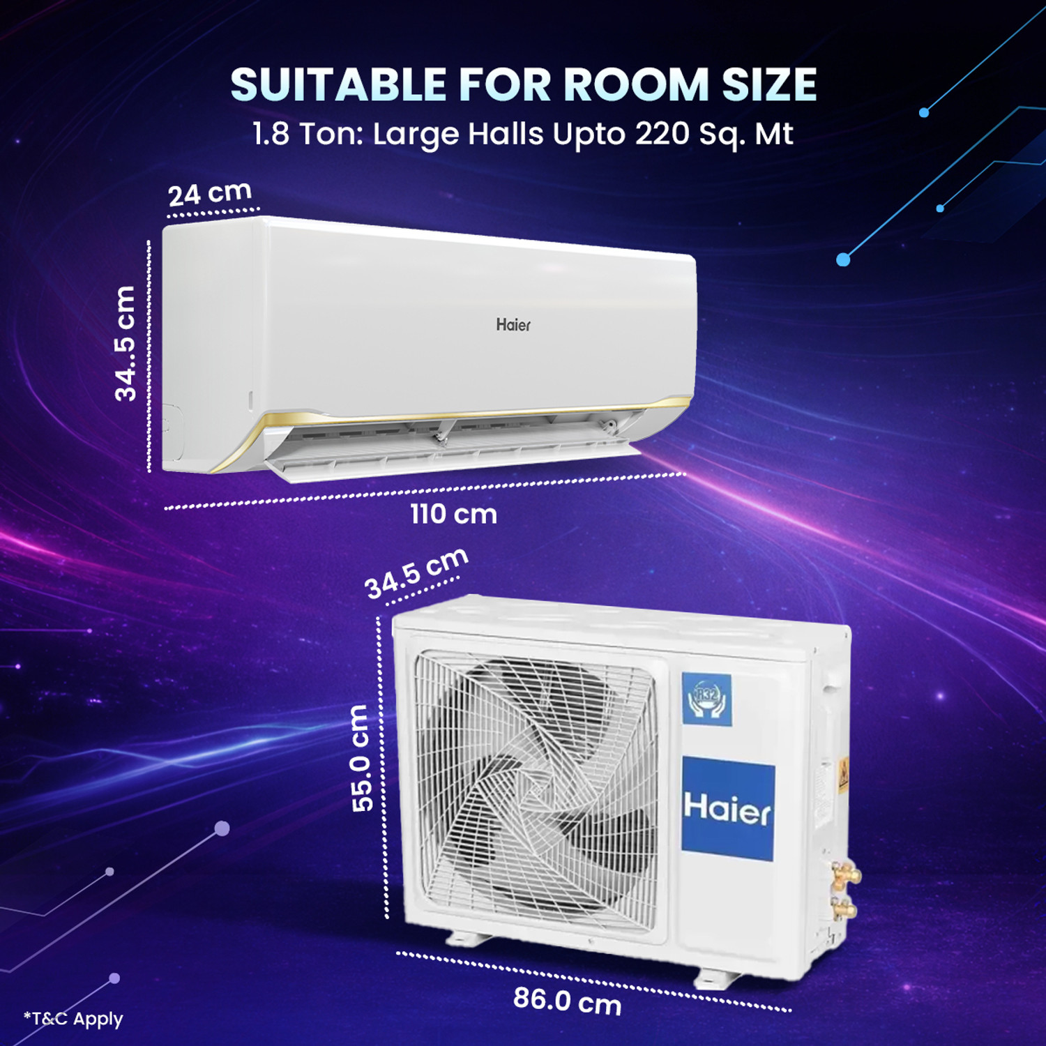 Image of Haier 2026 Model 1.8 Ton 5 Star Split HEXA Inverter with Wi-fi AC