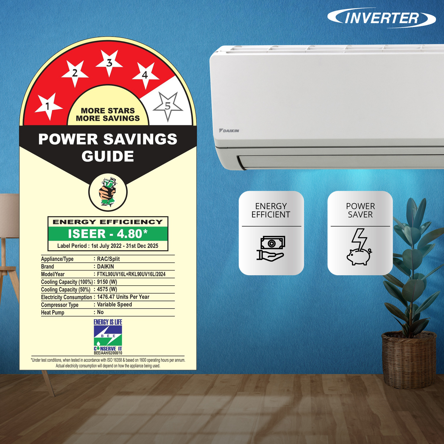 Image of Daikin 2025 Model 2.6 Ton 4 Star Split Inverter AC