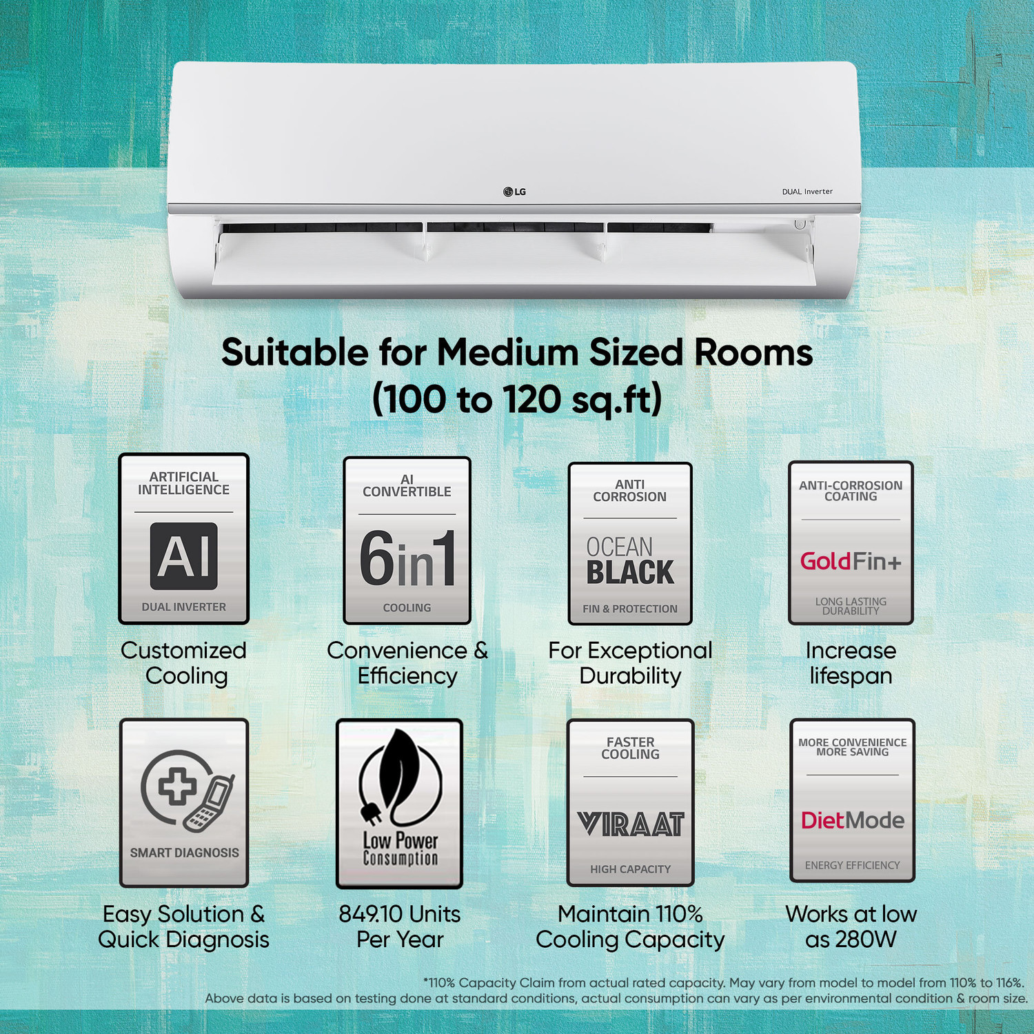 Image of LG 2024 Model 1.2 Ton 3 Star Split Dual Inverter 2 Way Swing, HD Filter with Anti-Virus Protection,VIRAAT Mode, Diet Mode & ADC Sensor AC