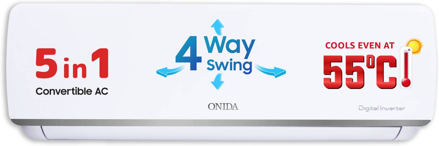 ONIDA 2025 Model 2 Ton 3 Star Split Inverter 5-in-1 Convertible Cooling with Four Way Swing AC
