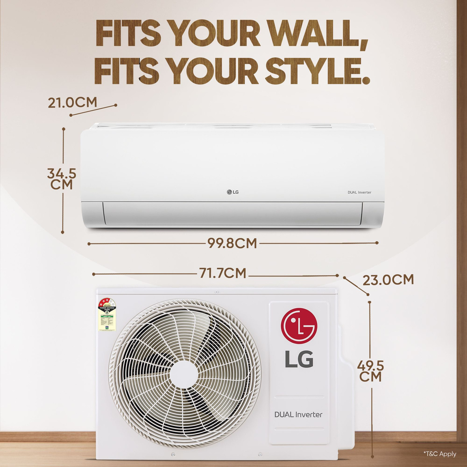 Image of LG 2025 Model 1.5 Ton 3 Star Hot and Cold Split Dual Inverter All-Weather Comfort,Convertible 5-in-1 Cooling, Faster Cooling and Intelligent Heating, 4 Way Swing, VIRAAT Mode, 15 MTS Airthrow, 100% Copper Condensor AC