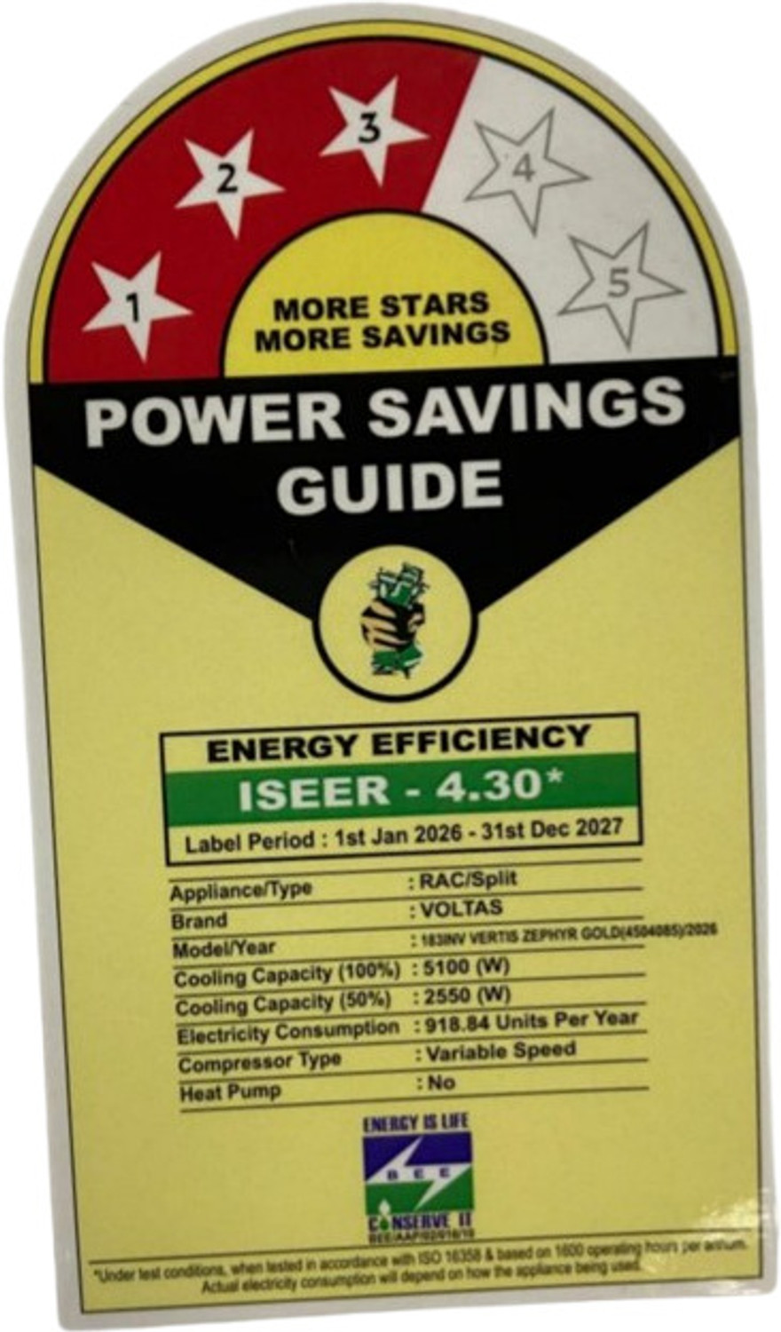 Image of Voltas 2026 Model 1.5 Ton 3 Star Split Inverter AC