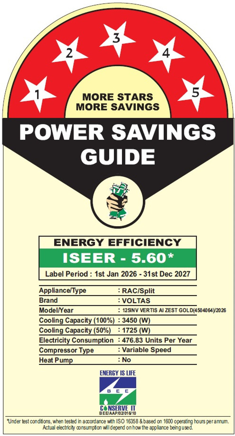 Image of Voltas 2026 Model 1 Ton 3 Star Split Inverter with Wi-fi AC