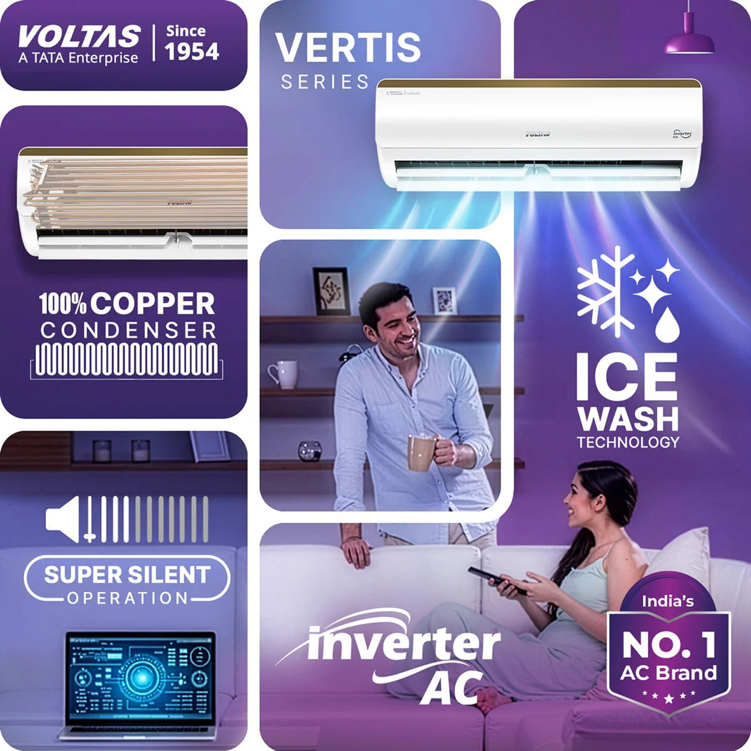 Image of Voltas 2026 Model 1.5 Ton 5 Star Split Inverter AC