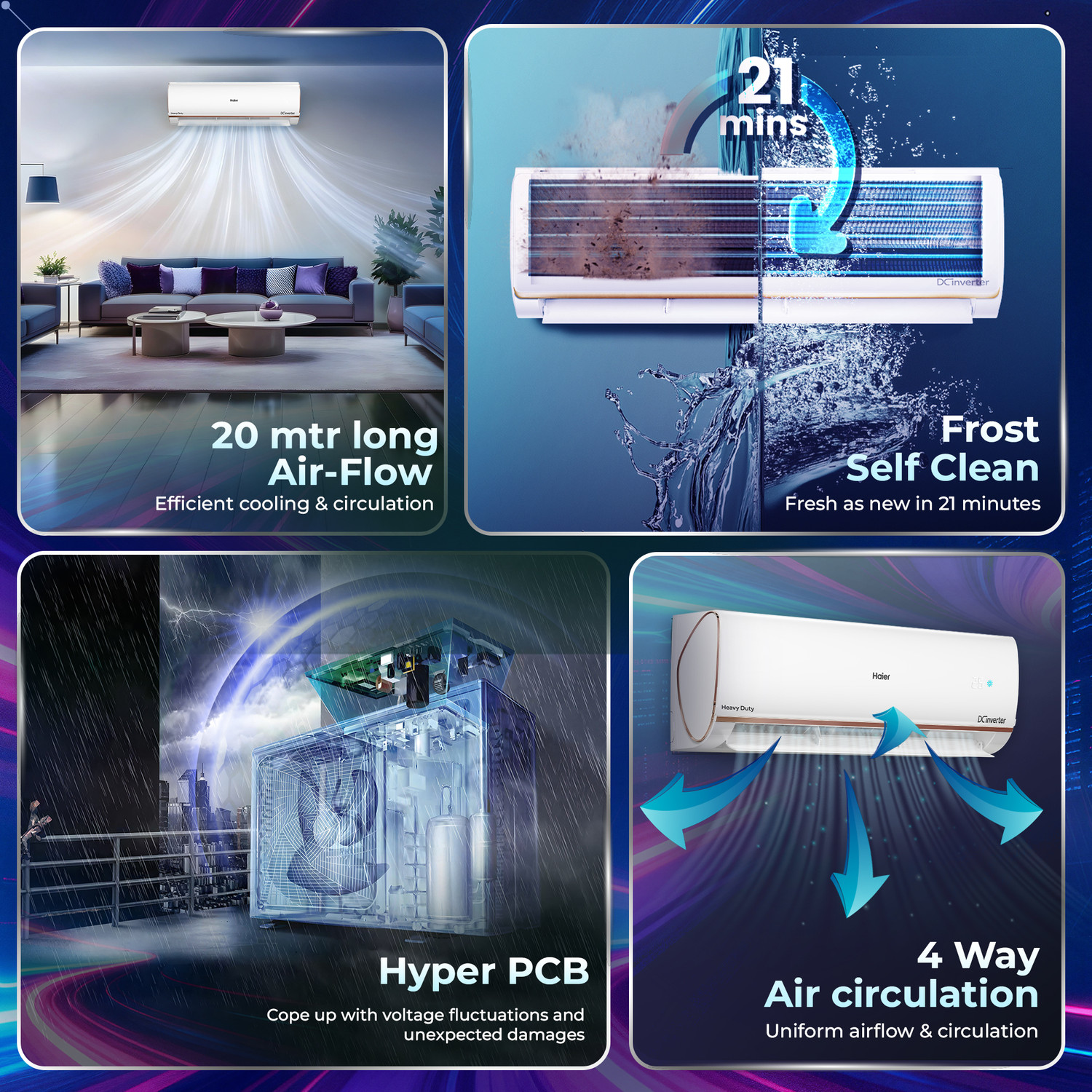 Image of Haier 2025 Model 1.5 Ton 4 Star Split Triple Inverter with Wi-fi AC