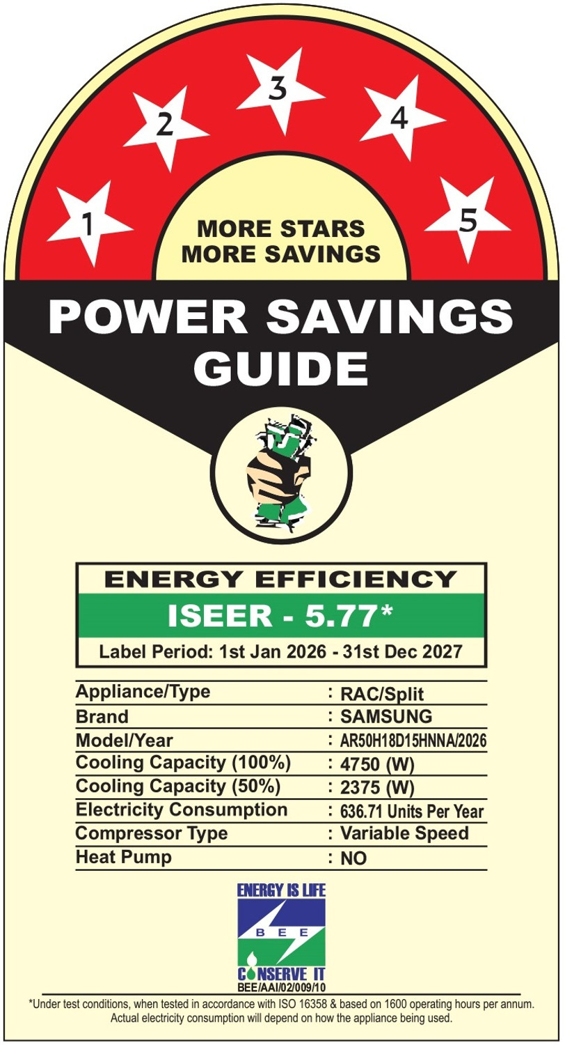 Image of Samsung 2026 Model 1.5 Ton 5 Star Split Inverter with Wi-fi AC