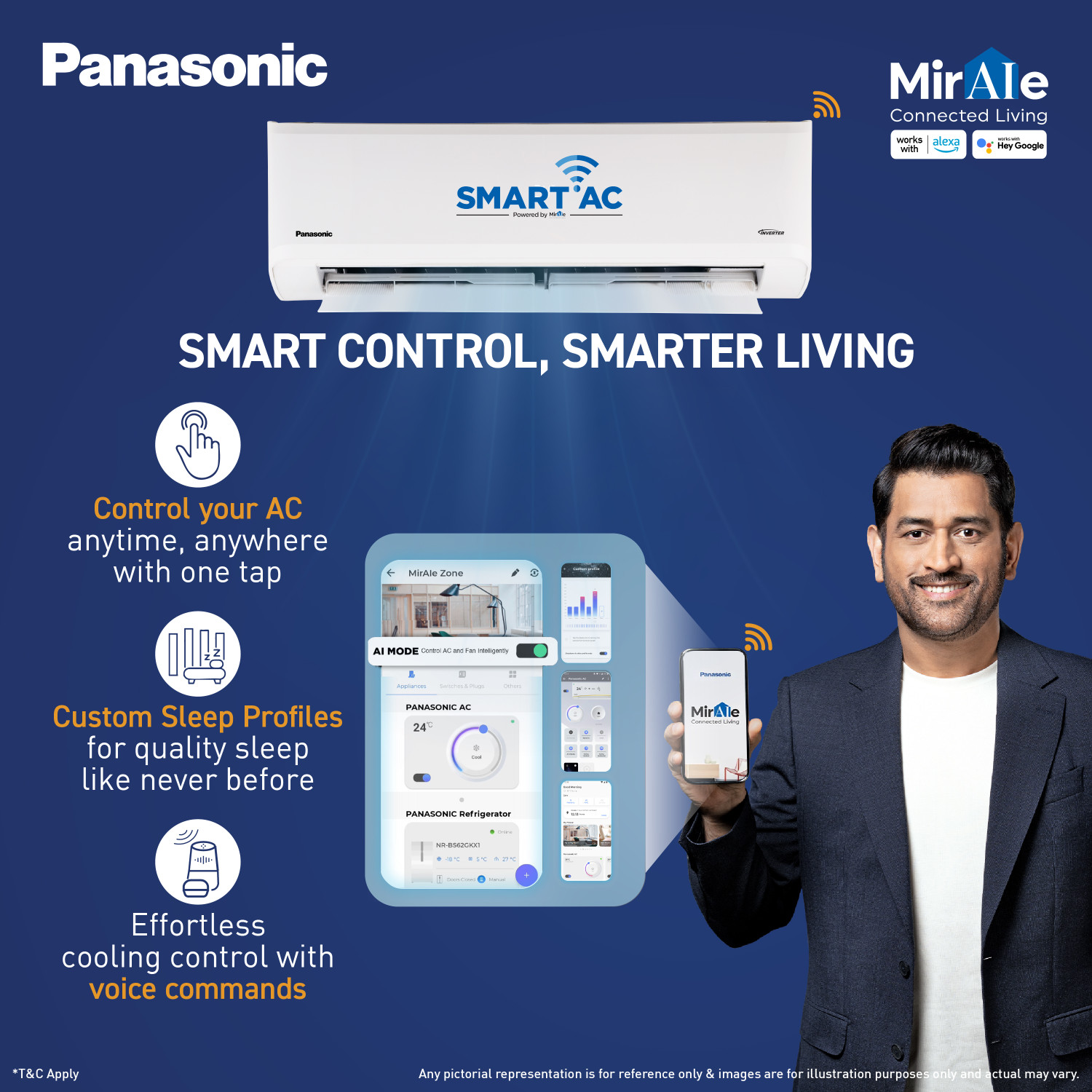 Image of Panasonic 2026 Model 1 Ton 3 Star Split Inverter with Wi-fi Smart, DustBuster Tech, Matter Enabled, AI, Higher Airflow, 2-Way Swing, Cools at 55 Deg. C, Copper Condenser, 8in1 Convertible, PM0.1 Filter AC