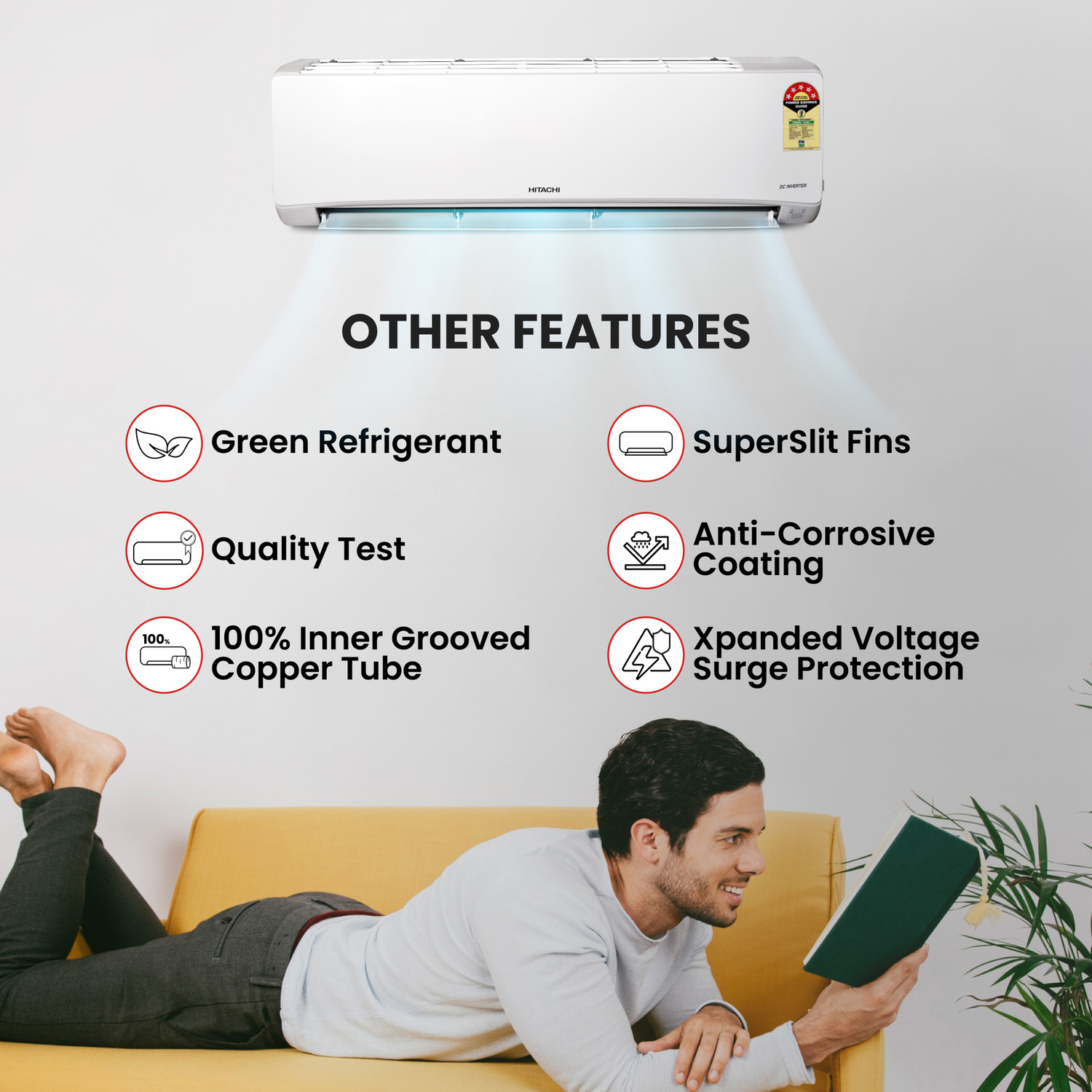 Image of Hitachi 2025 Model 1.5 Ton 5 Star Split Inverter AC
