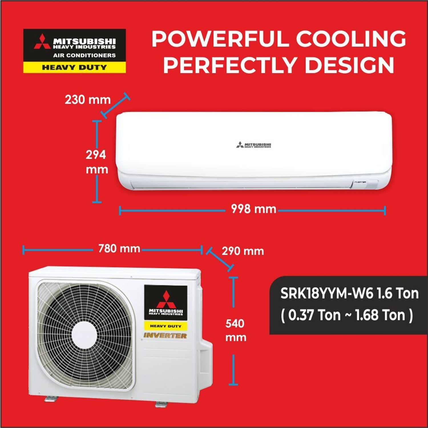 Image of MITSUBISHI HEAVY INDUSTRIES 2025 Model 1.6 Ton 4 Star Split Hyper Inverter Hyper Inverter AC AC