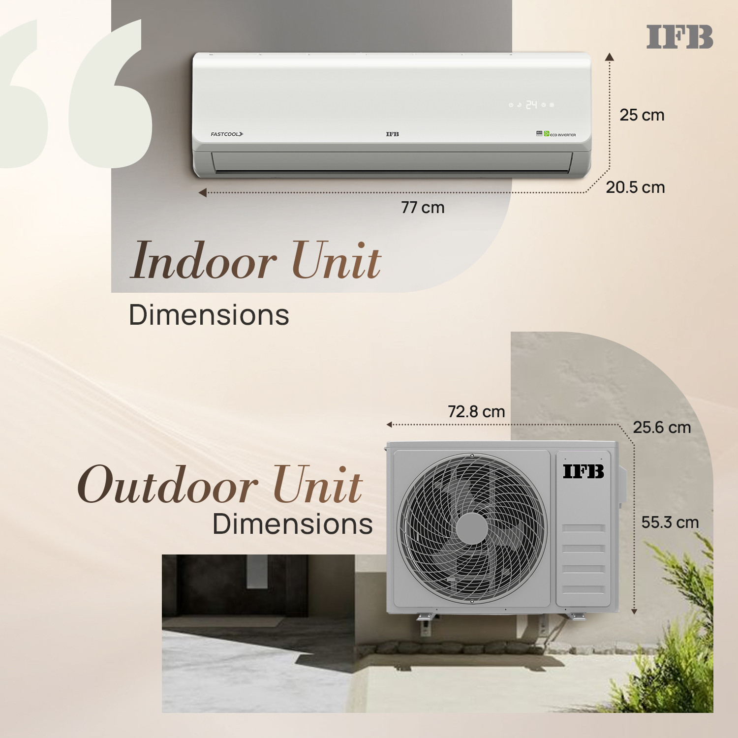 Image of IFB 2026 Model 1 Tons 3 Star Split Inverter with Hybrid Mode, 8-in-1 Flexi Mode, Heavy Duty Compressor, Long Air Throw, Self Clean, Copper Condenser AC
